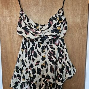 SHEIN Curve Animal Print Strapless Romper